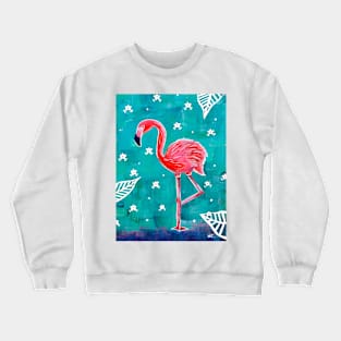 Neon Pink Tropical Flamingo Crewneck Sweatshirt